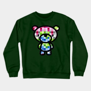 Rainbow Pixel Checkers Bear Crewneck Sweatshirt